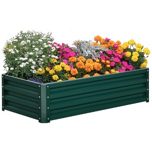 Outsunny Galvanized Raised Garden Bed Planter Raised Bed with Steel Frame for Vegetables, Flowers, Plants and Herbs - 1 of 4