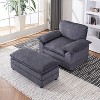 KTMBDW Sofa Chair with Movable Ottoman - Corduroy Cloud Couch Chair Soft Comfy Modern Sofa Chaise Single Sleeper Chair Bed for Living Room - 2 of 4