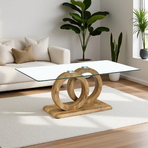 47.2" Glass-Top Coffee Table with MDF Base - 1 of 4