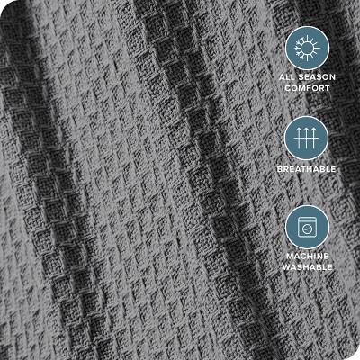 Full/Queen Gray Cotton Waffle Weave Blanket