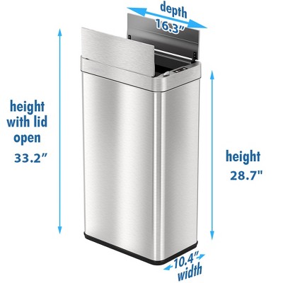Silver Stainless Steel Touchless Motion Sensor Trash Can 18 Gallon