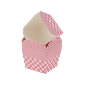Unique Bargains Cupcake Liners Large Square Cup Checkered Pattern Machine Compatible Disposable Laminated Paper 2.36"x2.36"x1.97" 50 Pcs - 1 of 4