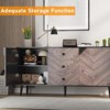 55.1 Inch Freestanding Storage Cabinet with Drawers and Doors, Wood Finish Buffet for Dining Room, Entryway - 4 of 4