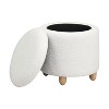 Simple Relax Faux Sheepskin Upholstered Round Storage Ottoman - 3 of 4