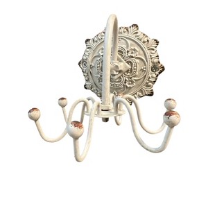 Slickblue Vintage Pewter Wall Hook, Distressed White Finish Decorative Hanger, 3.5"x3.4"x4.8" - 1 of 4
