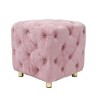 Alilang 18.11 inches Velvet Tufted Ottoman with Gold Metal Legs-Pink - 3 of 4