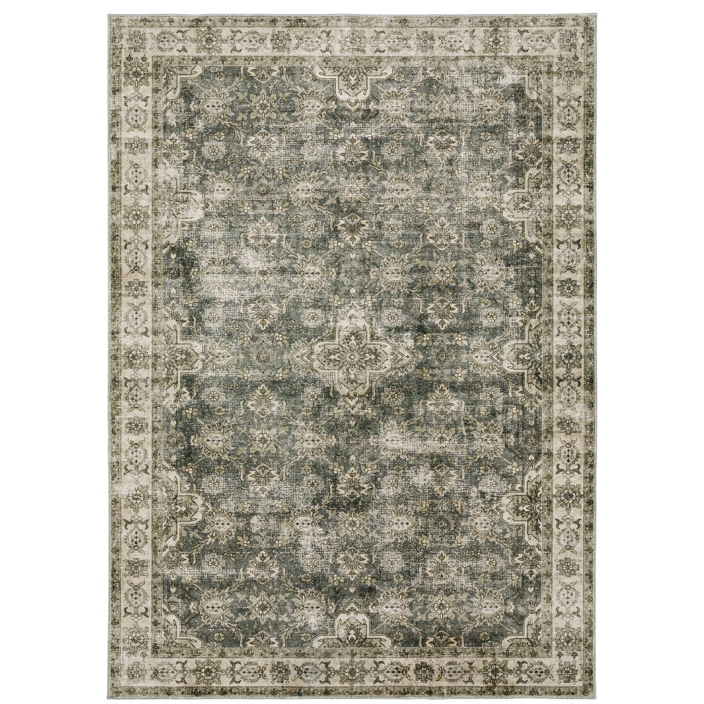 7'6inx11' Micah Washable Vintage Oriental Indoor Area Rug Beige/Brown - Captiv8e Designs