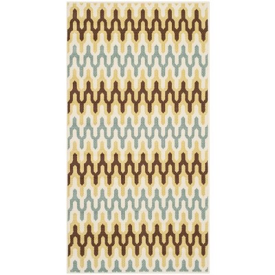 Hampton Green and Light Blue Geometric Outdoor Area Rug