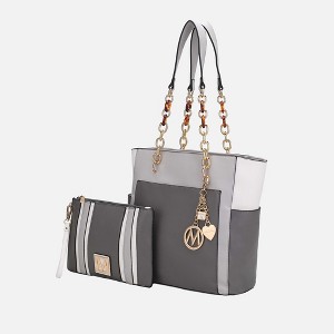 MKF Collection Rochelle Vegan Color Block Vegan Leather Women’s Tote Bag with Wristlet by Mia K - 1 of 4