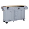 Wood Top Kitchen Island Cart with Wheels, 4 Doors & 5 Drawers, Rolling Storage Cabinet for Kitchen or Dining – The Pop Home - 3 of 4