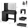 Bedroom Vanity with Lights, Wooden Dresser Set, Modern Dresser with Drawers, Cabinet, Shelf and Stool for Dresser, White - 3 of 4