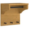 Aghana Digitals Rustic Walnut Solid Pinewood Wall-Mounted Coat Rack with Shelf & 3 Hooks for - 2 of 4