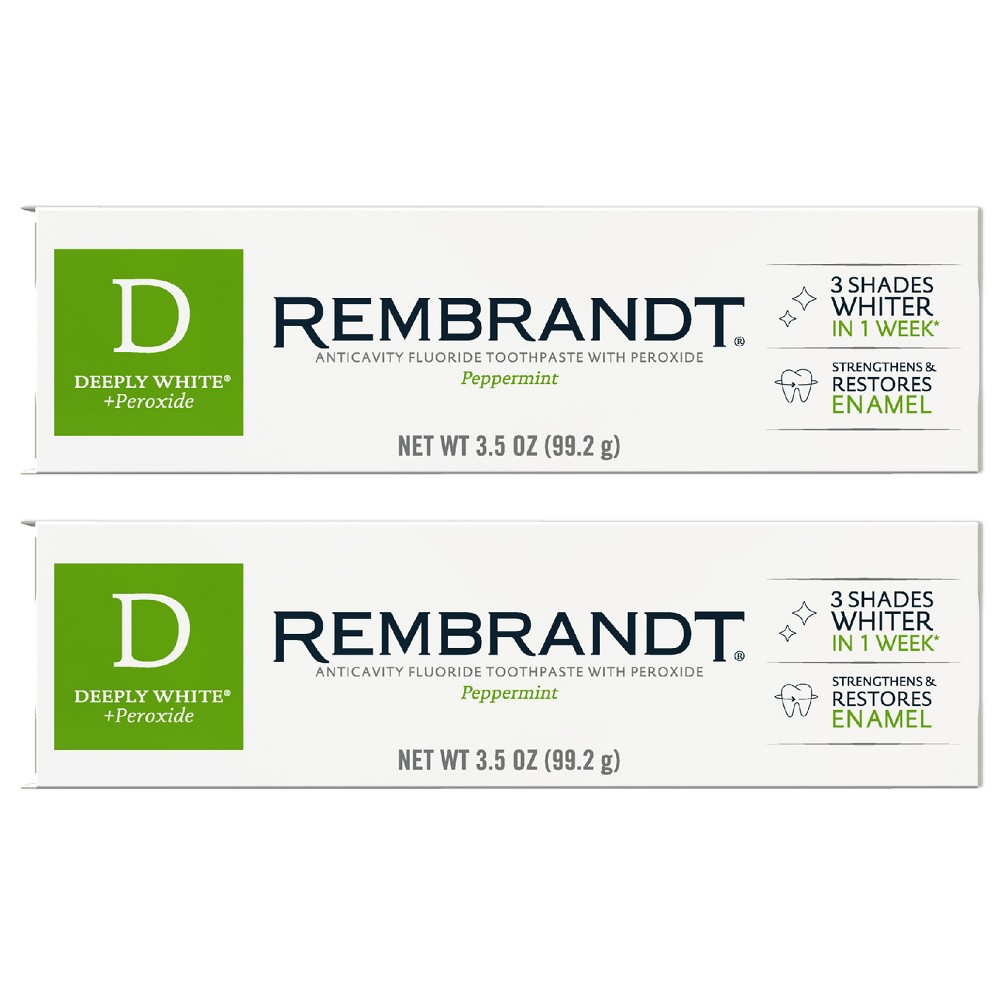 Photos - Toothpaste / Mouthwash Rembrandt Deeply White + Peroxide Whitening Toothpaste with Fluoride, Removes Tough Stains, Rehardens and Strengthens Enamel