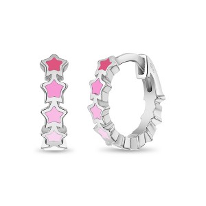 Girls' Star Cascade Huggie Hoop Sterling Silver Earrings - In Season Jewelry - 1 of 4