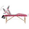 vidaXL Foldable Massage Table 4 Zones Wood Black and Pink - 3 of 4