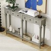 60" Retro Slim Console Table,Farmhouse Entryway Table with 4 Drawers and Open Shelf for Hallway,Living Room-Baofuwish - 3 of 4