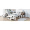 Okak Twin Size Cotemporary Metal Platform Bed Frame with Wooden Storage Cabinet & Two-Tier Storage Shelves Easy to Assemble, White - 3 of 4