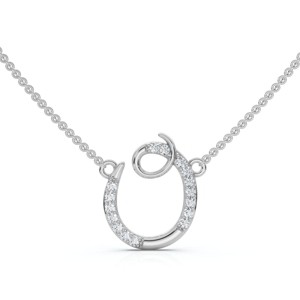 Pompeii3 1/4ct Diamond "O" Initial Pendant 18" Necklace 14K White Gold - 1 of 4