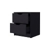 Okak 2-Drawer Bedside Table with Cutout Handles, Modern Bedroom Nightstand with Easy-Pull Drawers Wooden Storage Cabinet for Small Spaces, Black - 4 of 4