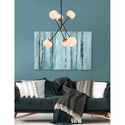 Axl 24'' Black and Brass Sputnik Chandelier with White Glass Shades