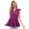 Coolmee Women's Summer Top Casual V Neck Peplum Sleeveless Blouse Ruffled Hem Babydoll Tank Tops - 2 of 4