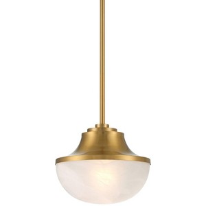 Possini Euro Design Zachary Warm Gold Mini Pendant Light 11" Wide Modern White Glass Fixture for Dining Room House Kitchen Island - 1 of 4