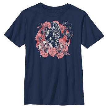 Boy's Star Wars Floral Darth Vader With Tie Fighters T-Shirt