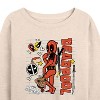 Women's - Marvel - Deadpool & Wolverine Notebook Doodles Lightweight French Terry Wide Neck Long Sleeve Shirt - 2 of 4