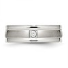 Chisel Stainless Steel Polished with Brushed Center Cubic Zirconia 7mm Grooved Band Ring - 4 of 4