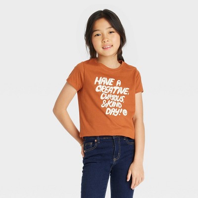 omotnica vještina doza  Girls' 'creative Day' Short Sleeve Graphic T-shirt - Cat & Jack™ Cinnamon :  Target