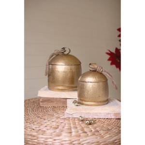 Kalalou Christmas Bell Canisters – Set of 2 Decorative Holiday Containers for Home Decor - 1 of 3