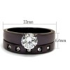 Slickblue Women’s Dark Brown Wedding Ring Set – CZ Center Stone & Accent Band, Stainless Steel, Sizes 5-10 - 2 of 4