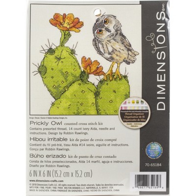 Dimensions Counted Cross Stitch Kit 6"X6"-Prickly Owl (14 Count)