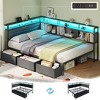 Furnulem Full Size Bed Frame with Headboard and Storage Drawers Full Metal Platform Corner Bed Frame with Charging Station and LED Lights Gray - 4 of 4