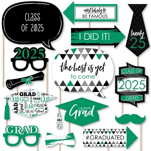 Big Dot of Happiness Green 2025 Graduation Party Photo Booth Props Kit - 20 Count - 1 of 4