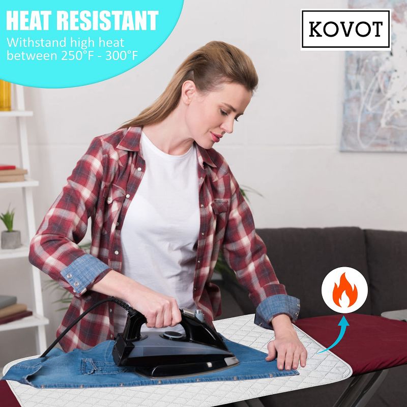 KOVOT Extra-Wide 21" x 32" Portable Magnetic Ironing Mat Blanket. Cotton Laundry Pad for Table, Washer, Dryer or Iron Anywhere On The Go, 3 of 7