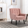 Okak Modern Accent Chair Button-Tufted Living Room Chair with Soft Upholstered Armchair with Black Wood Legs Ergonomics for Bedroom - 2 of 4