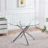 NicBex Space Saving Round Glass Dining Table with Cross Metal Legs,Modern Kitchen Table Bar Table,Dining Room Furniture - 3 of 4