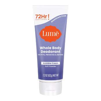 Lume Whole Body Women’s Deodorant - Invisible Cream Tube - Aluminum Free - Soft Powder Scent - 2.2oz