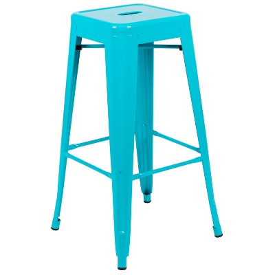 Teal 46'' Industrial Metal Backless Barstool - Set of 4