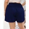 Women Plus Size Comfy Shorts Elastic High Waist Casual Summer Pleated Lounge RayonShorts - 4 of 4