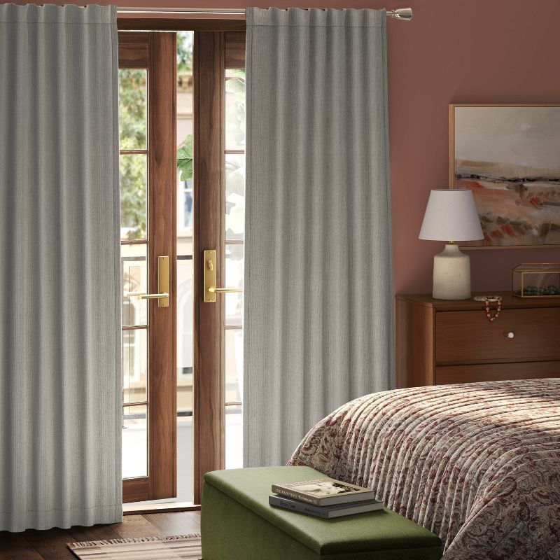 Blackout Corded Ribbed Curtain Panels - Threshold™, 3 of 7