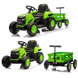 Ride on Tractor with Detachable Garden Cart, 12V Electric Kids’ Vehicle with Trailer, Ages 3+ Battery-Powered 8-Wheel, Remote Control - 1 of 2