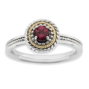 Black Bow Jewelry Sterling Silver & 14K Gold Plated Stackable Rhodolite Garnet Ring - 1 of 4