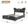 Lyngins Modern Butterfly-Shaped Platform Bed Frame with PU Leather Upholstered Headboard, Queen Bed Frame with Gold Metal Decor, No Box Spring Needed - 3 of 4