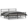 vidaXL King Size Black Metal Bed Frame - Powder-Coated Steel with Headboard, Footboard - 2 of 4