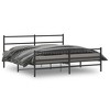 vidaXL King Size Black Metal Bed Frame - Powder-Coated Steel with Headboard, Footboard - image 2 of 4