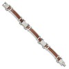 Black Bow Jewelry Men's 14mm Stainless Steel & Wood Inlay Link Bracelet, 8.25 Inch - 2 of 4