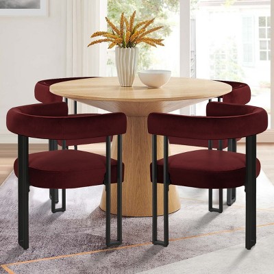 Mia Velvet Dining Chairs Set of 4, Modern Design Armrest Dining Chair with Three Legs for Dining Room, Indoor Furniture - Maison Boucle