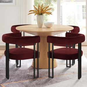 Mia Velvet Dining Chairs Set of 4, Modern Design Armrest Dining Chair with Three Legs for Dining Room, Indoor Furniture - Maison Boucle - 1 of 4